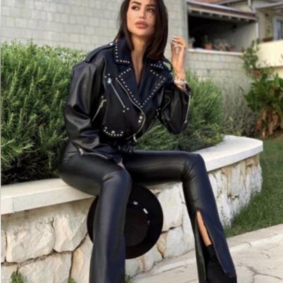 🖤 Zara Faux Leather Studded Jacket - Picture 3 of 13